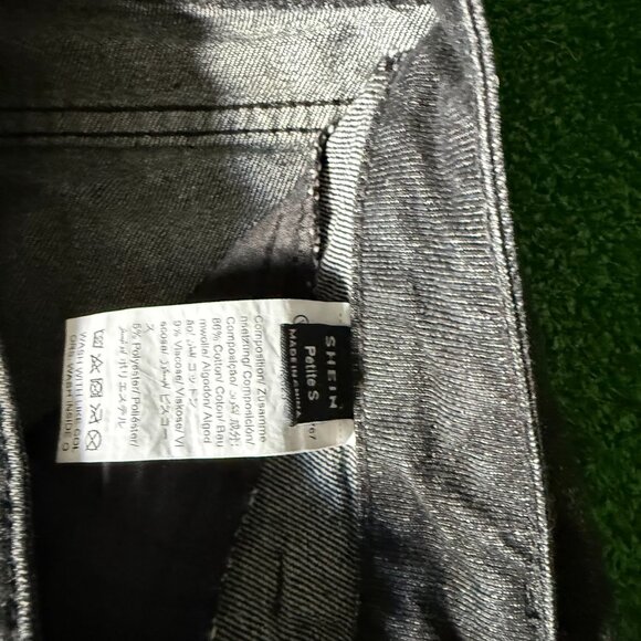 SHEIN Star Pattern Raw Trim Straight Leg Black Jeans Denim Pants Petite Size S - Picture 10 of 14